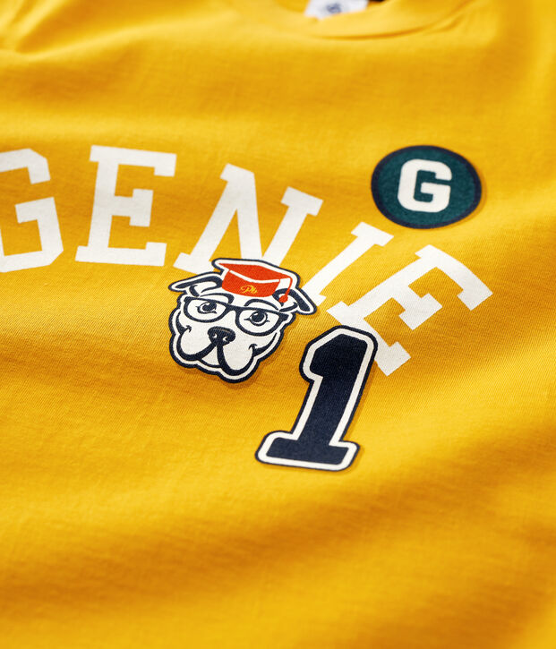 T-shirt bambino a maniche lunghe in cotone giallo