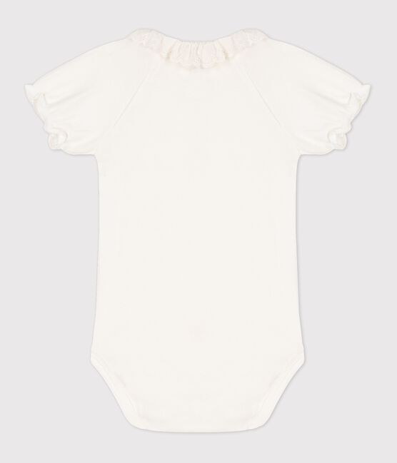 Body con colletto bebè femmina in cotone biologico bianco MARSHMALLOW