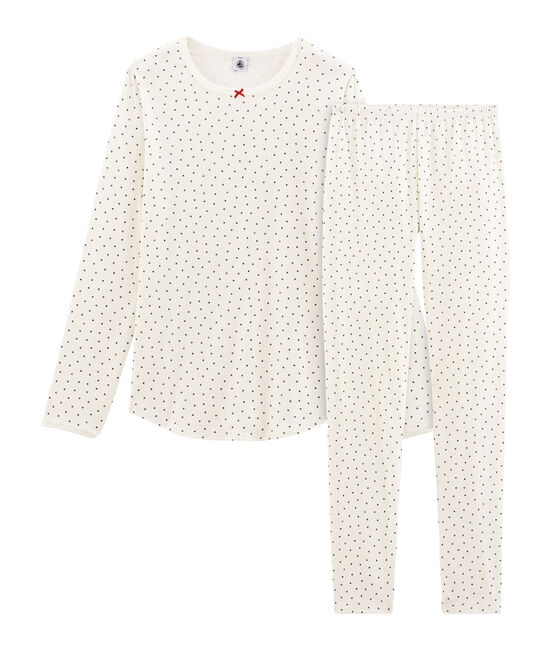 Pigiama ragazza a costine bianco MARSHMALLOW/bianco MULTICO