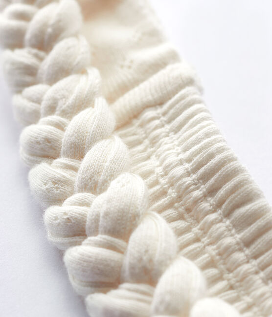 Fascia per capelli a trecce in costina bebè femmina bianco MARSHMALLOW