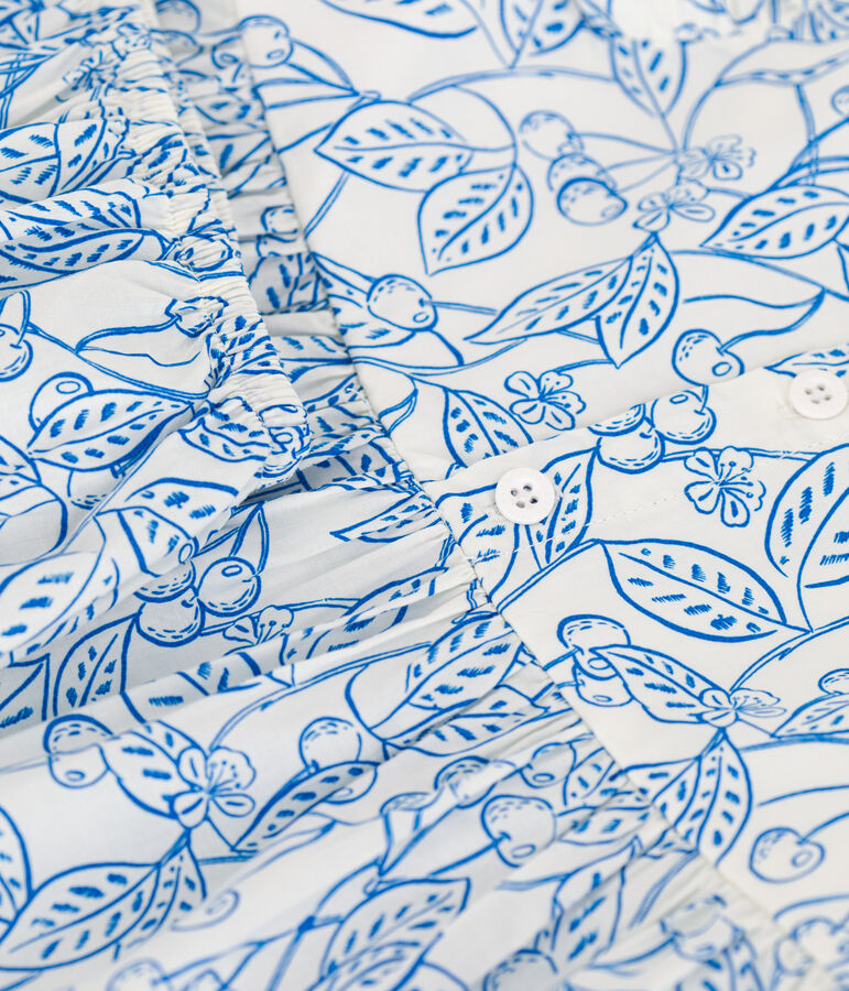 Abito e bloomer in cotone con stampa di ciliegie blu neonato bianco/blu