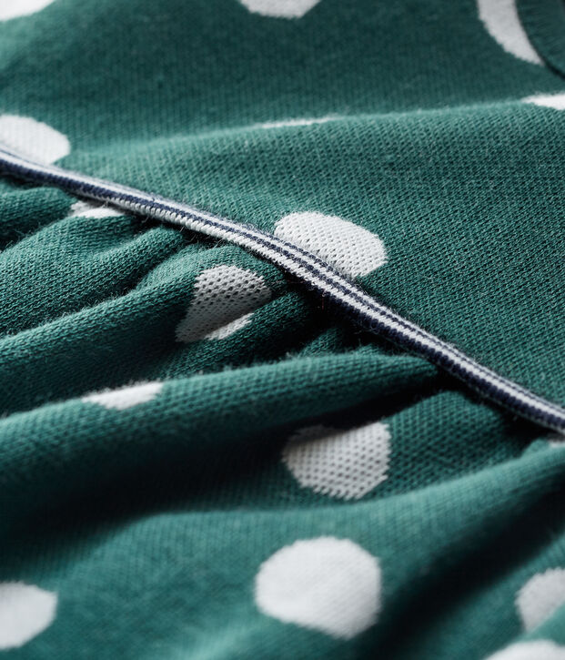 Abito a maniche lunghe da beb&egrave; femmina a pois verde/bianco
