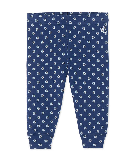 Leggings per bebè femmina stampati blu MEDIEVAL/bianco MULTICO