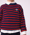 Pullover in misto lana e cotone a righe bambino blu/rosso