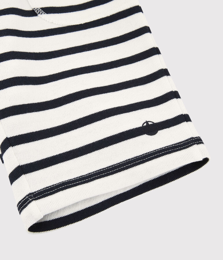 Bermuda bambino in cotone spesso a righe bianco MARSHMALLOW/blu SMOKING