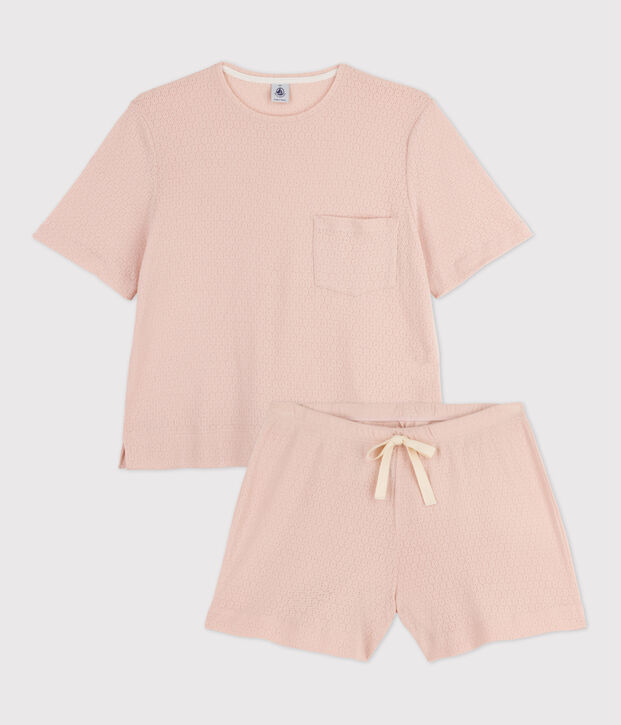 Pigiama donna corto in cotone rosa