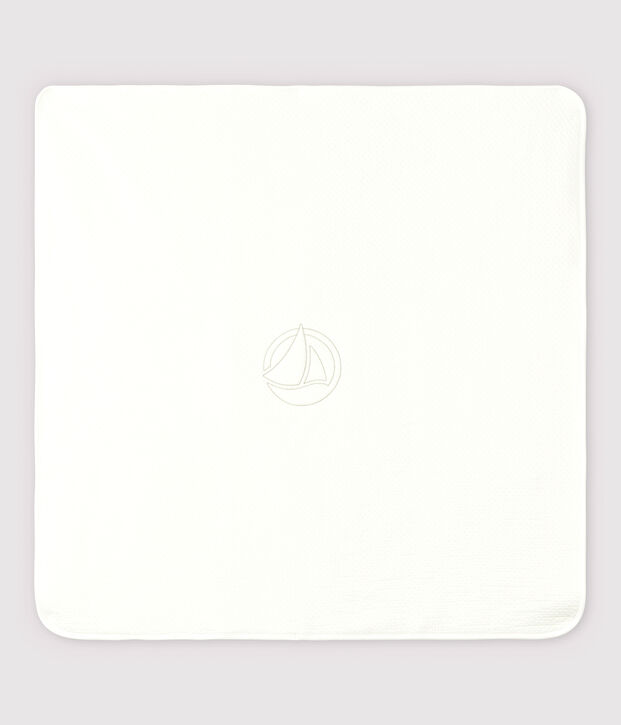 Copertina beb&egrave; in tubique trapuntato di cotone biologico bianco