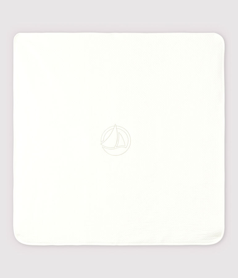 Copertina beb&egrave; in tubique trapuntato di cotone biologico bianco