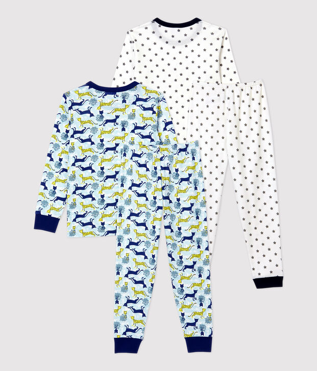 Confezione da 2 pigiami bambino fantasia a stelle e pantere in cotone multicolore
