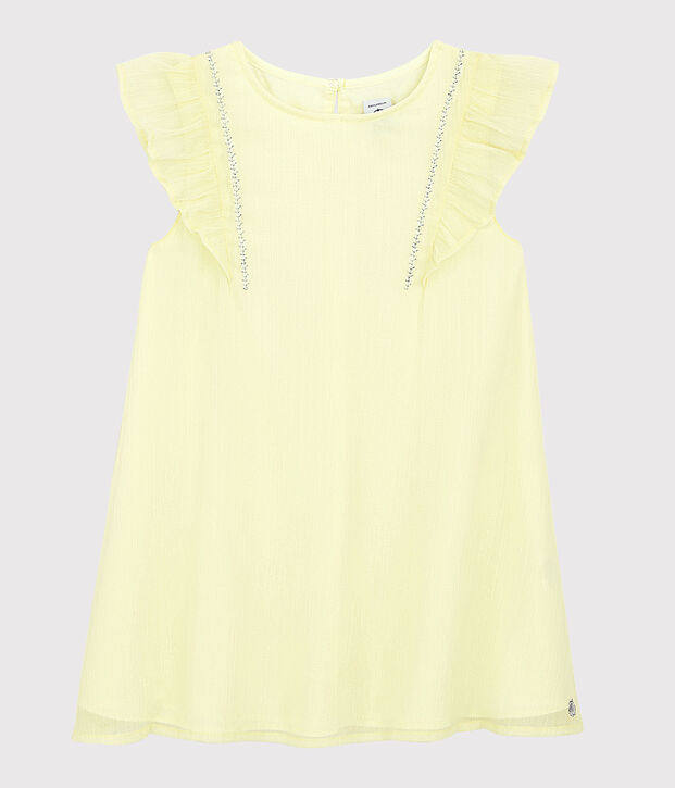 Abito da cerimonia in cr&ecirc;pe bambina giallo