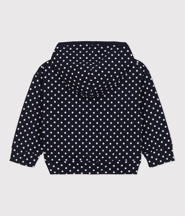 Felpa con cappuccio bambina blu/ecru