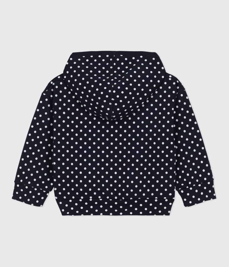 Felpa con cappuccio bambina blu/ecru