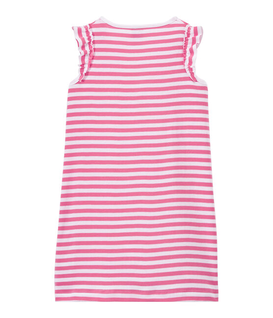 Camicia da notte bambina rigata rosa PETAL/bianco ECUME