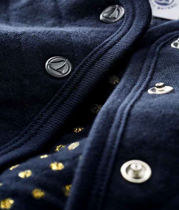 Cardigan beb&egrave; femmina in tubique trapuntato blu