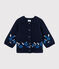 Cardigan bambina in maglia di lana e cotone blu SMOKING/bianco MULTICO