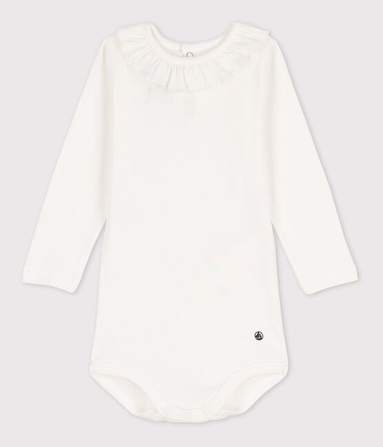 Body in cotone a manica lunga con colletto bianco MARSHMALLOW