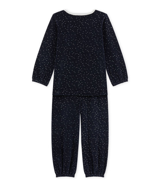 Pigiama per bambina in ciniglia blu SMOKING/grigio ARGENT