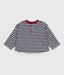 T-shirt a maniche lunghe in cotone a righe neonato blu SOIR/ MILK