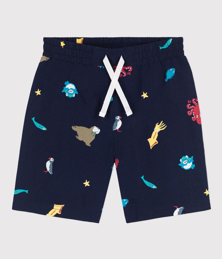 Shorts da mare riciclati con stampa bambino blu MEDIEVAL/bianco MULTICO