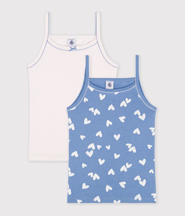 Set di canotte bambina in cotone a cuori multicolore
