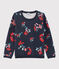 Pullover in cotone bambina blu SMOKING/bianco MULTICO