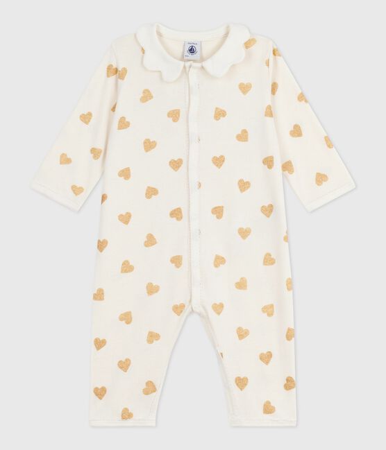 Pigiama senza piedini in cotone con stampa a cuori dorati neonato MILK/ DORE