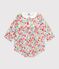 Tutina corta in cotone con stampa a fiori neonata bianco/multicolore