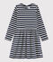 Abito maniche lunghe bambina blu SMOKING/bianco MARSHMALLOW