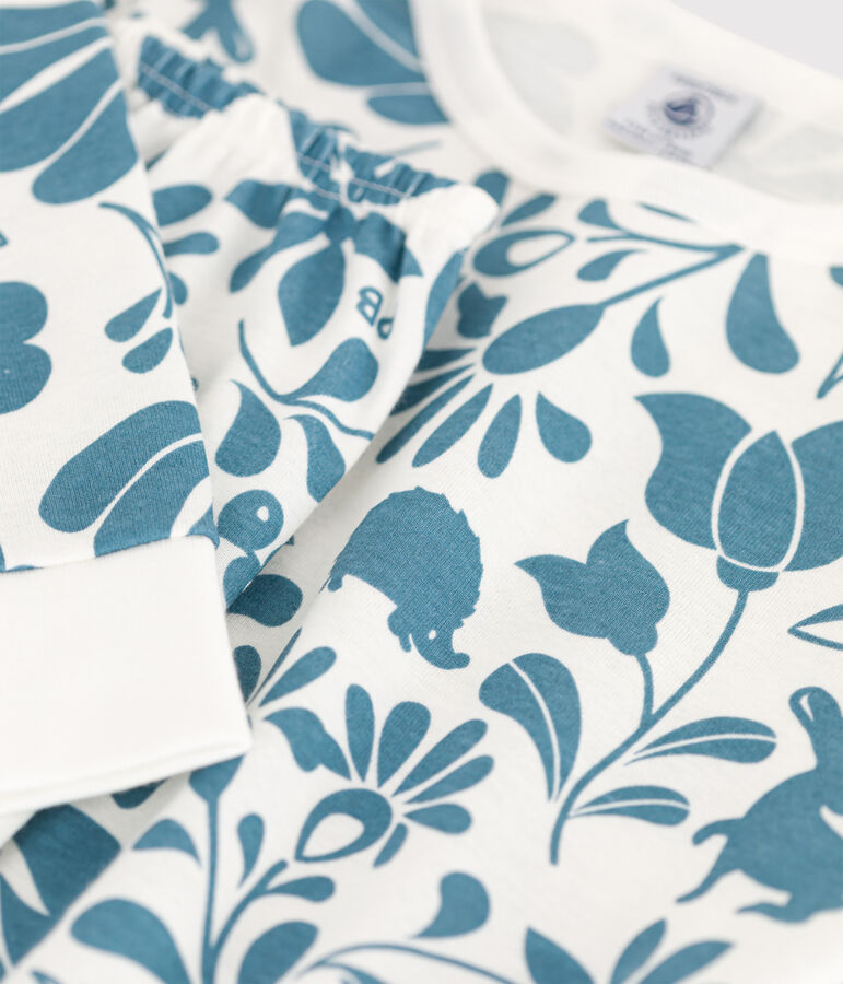 Pigiama di cotone per bimbo/bimba bianco/blu