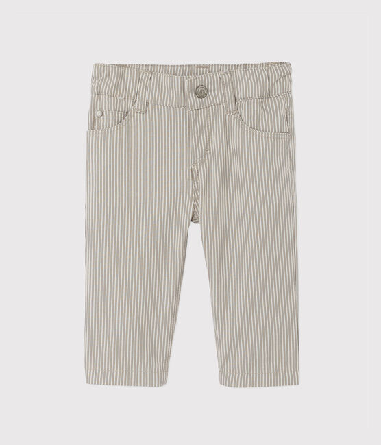 Pantaloni per bebè maschio a righe grigio MINERAI/bianco LAIT