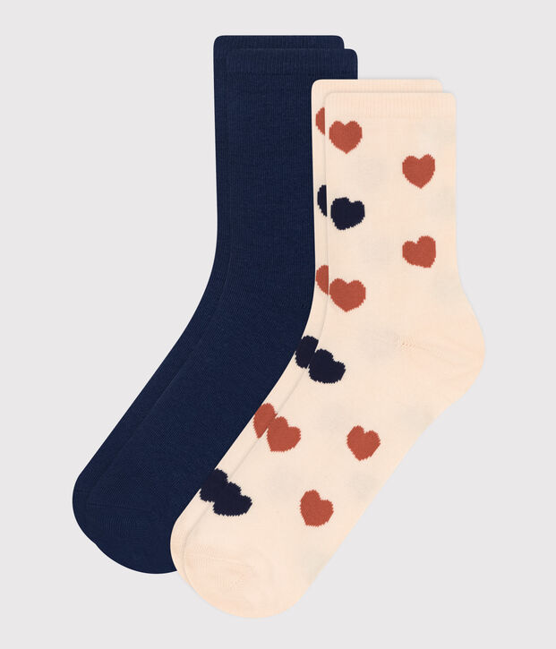 2 paia di calzini donna in cotone stampato multicolore