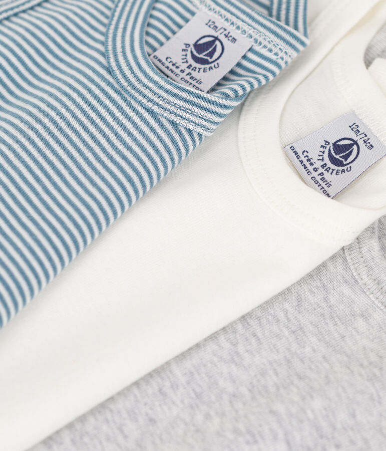 Confezione da 3 body smanicati millerighe beb&egrave; in cotone variante 1