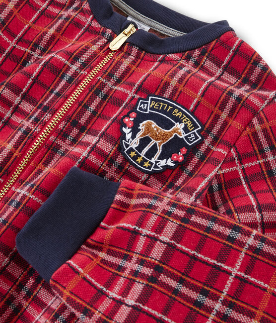 Teddy in maglia tartan bambina rosso TERKUIT/bianco MULTICO