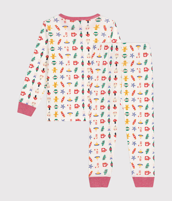 Pigiama con stampa natalizia in cotone bambino bianco MARSHMALLOW/bianco MULTICO