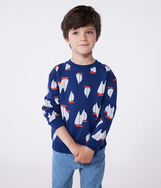 Felpa in cotone stampato bambino blu MEDIEVAL/bianco MULTICO