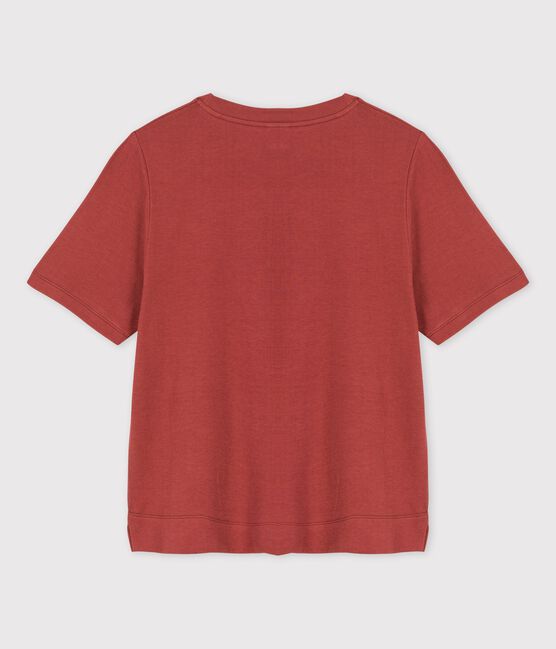 T-shirt TAGLIO BOXY IN TUBIQUE in cotone donna marrone OMBRIE