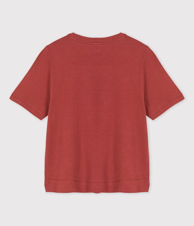 T-shirt TAGLIO BOXY IN TUBIQUE in cotone donna marrone