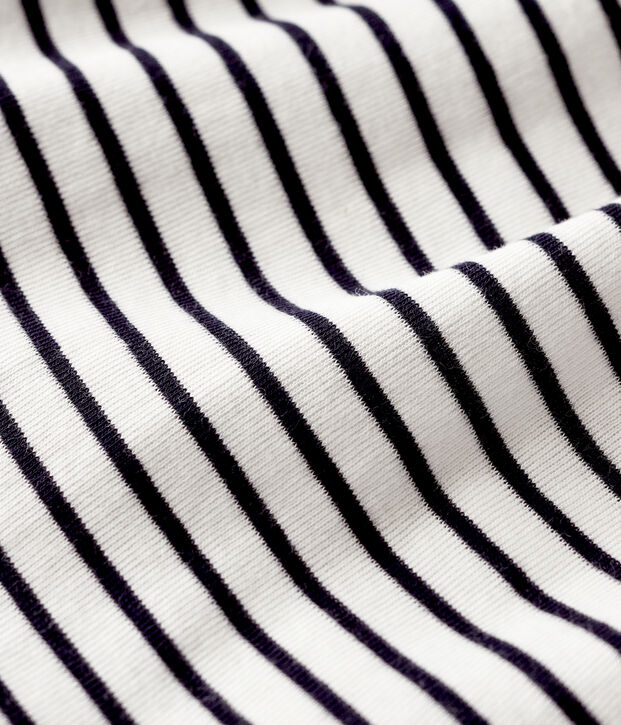 Abito body manica corta beb&egrave; femmina a costine bianco/blu