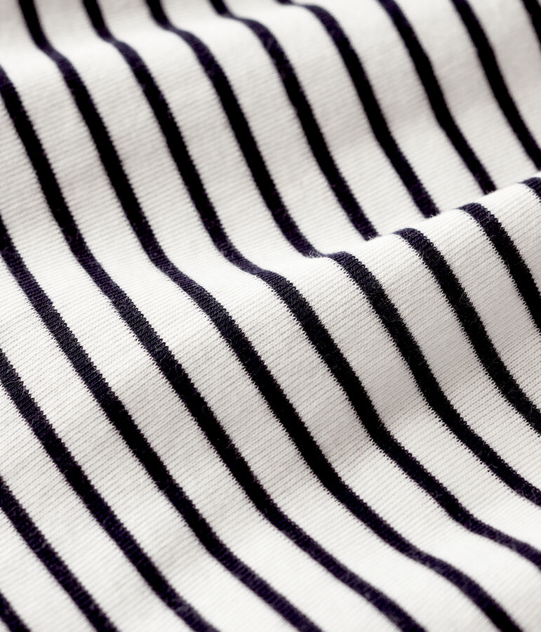 Abito body manica corta beb&egrave; femmina a costine bianco MARSHMALLOW/blu SMOKING