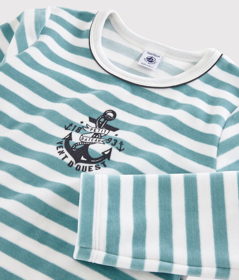 Pigiama ancora in ciniglia bambino bianco/blu/multicolore