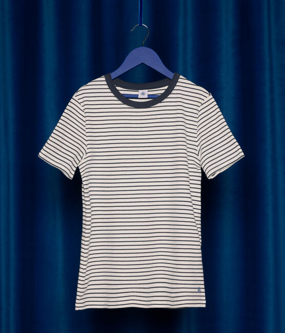 T-shirt L'Iconique in cotone a righe donna bianco MARSHMALLOW/blu SMOKING