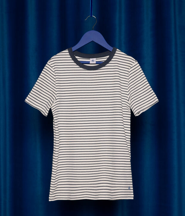 T-shirt L'Iconique in cotone a righe donna bianco/blu