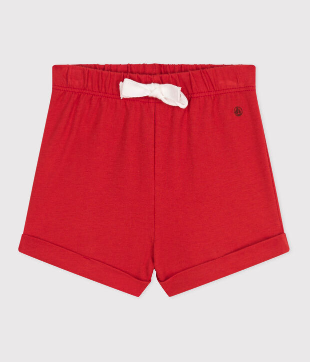 Shorts in cotone tinta unita neonato rosso