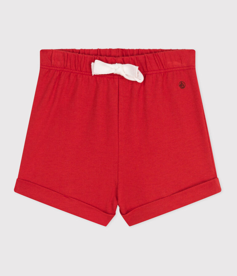 Shorts in cotone tinta unita neonato rosso