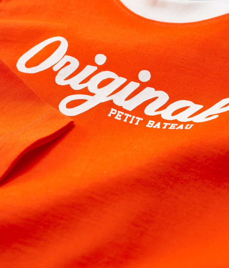 T-shirt bambino a maniche lunghe in cotone arancione CAROTTE