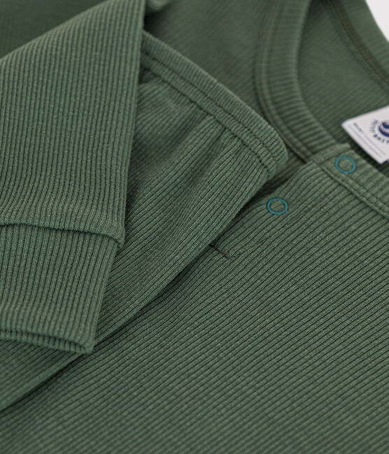 Pigiama tinta unita bambino unisex in cotone e Lyocell verde CROCO