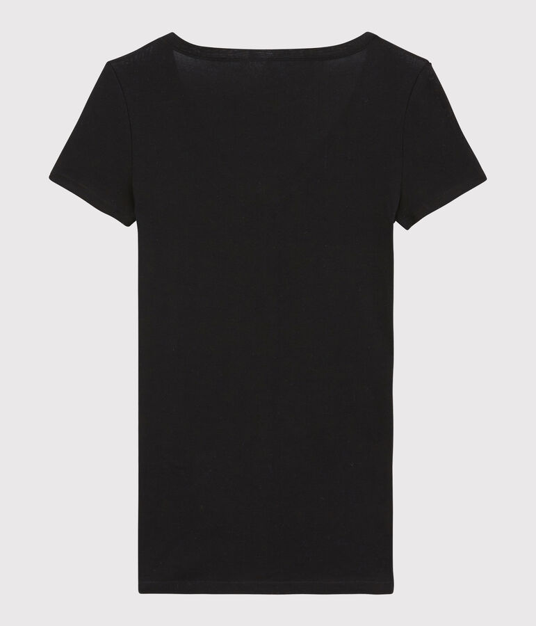 T-shirt a costine leggera Donna nero