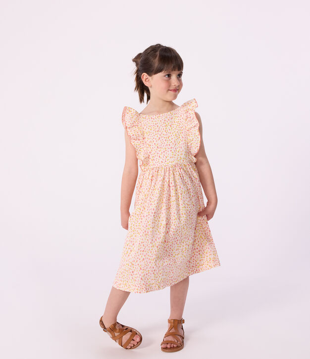Abito senza maniche a schiena scoperta in cotone stampato bambina bianco/multicolore