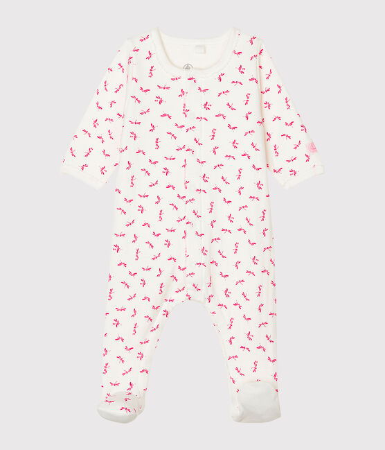 Bodyjama bebè femmina in tubique bianco MARSHMALLOW/rosa GROSEILLER