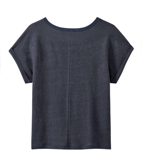 T-shirt donna in lino blu SMOKING